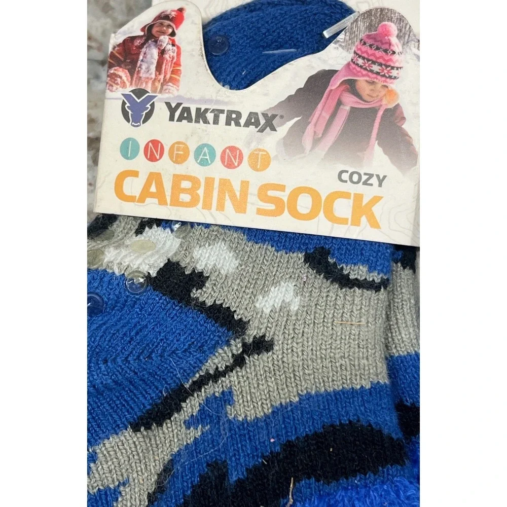 Yaktrax Infant‎ Cozy Cabin Socks Blue Gray Black Kids Baby Set of 2